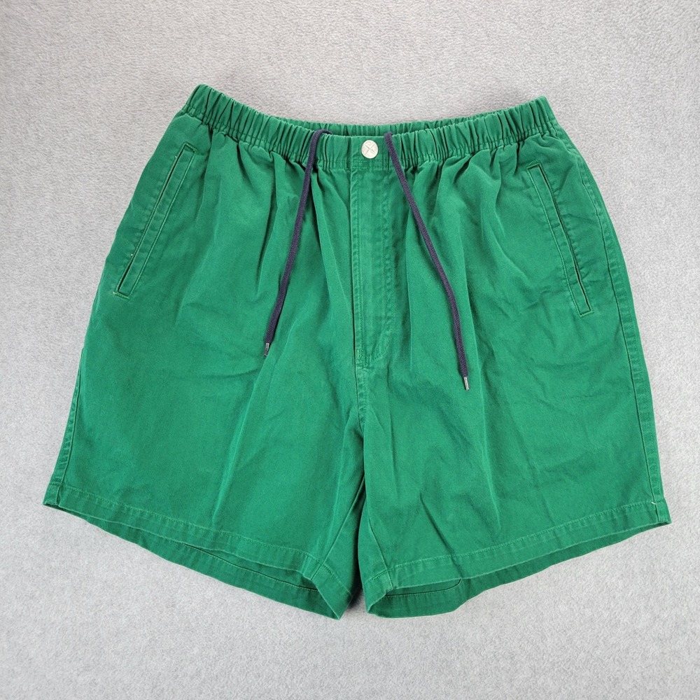 VTG Nautica Deck Shorts Mens Medium Green Elastic Drawstring Waist Cotton 5.5in